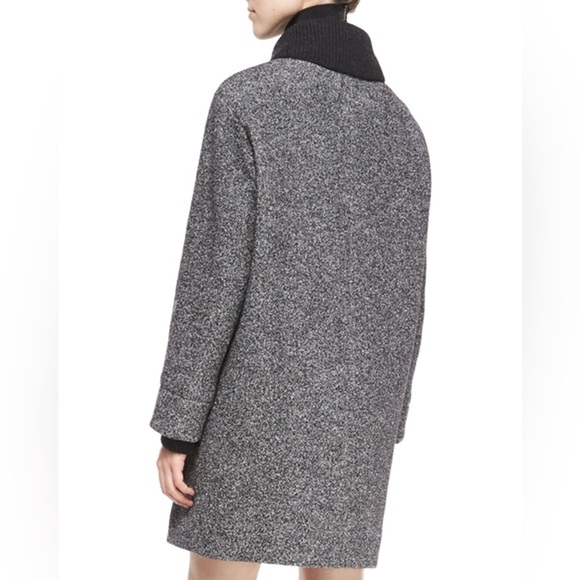 Vince grey Shawl Collar Asymmetric-Zip Coat size L with sweater collar - Picture 3 of 12